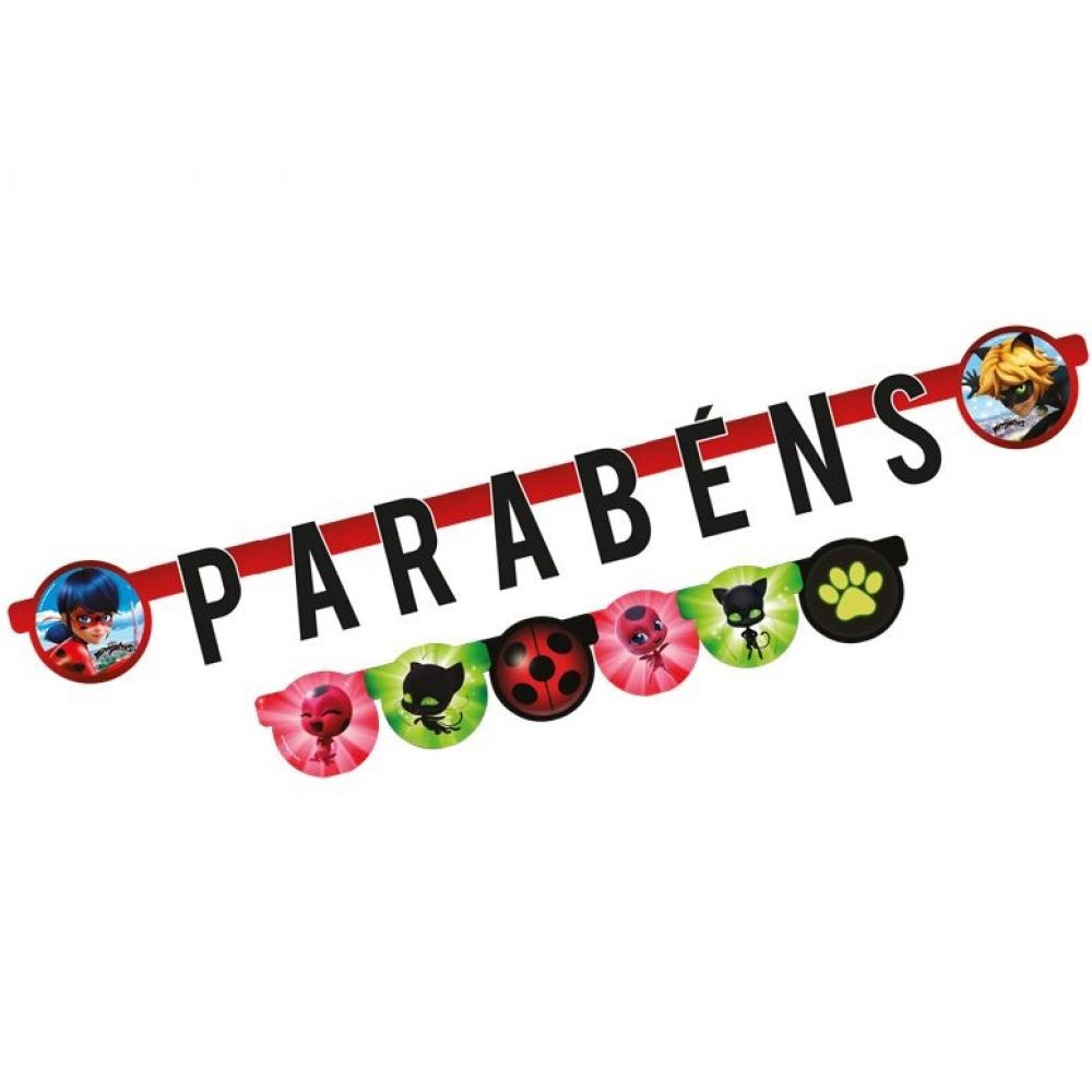 Faixa Parabéns Miraculous Ladybug Regina Festas