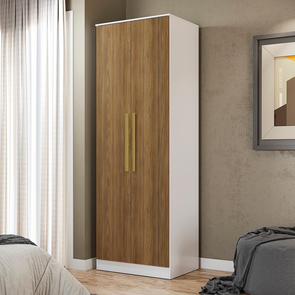 Guarda-Roupa 2 Pts 2 Gvts Kappesberg Adapt Branco/Nogueira em Oferta na Shopee
