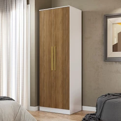 Guarda-Roupa 2 Portas 2 Gavetas Kappesberg Adapt Branco/Nogueira