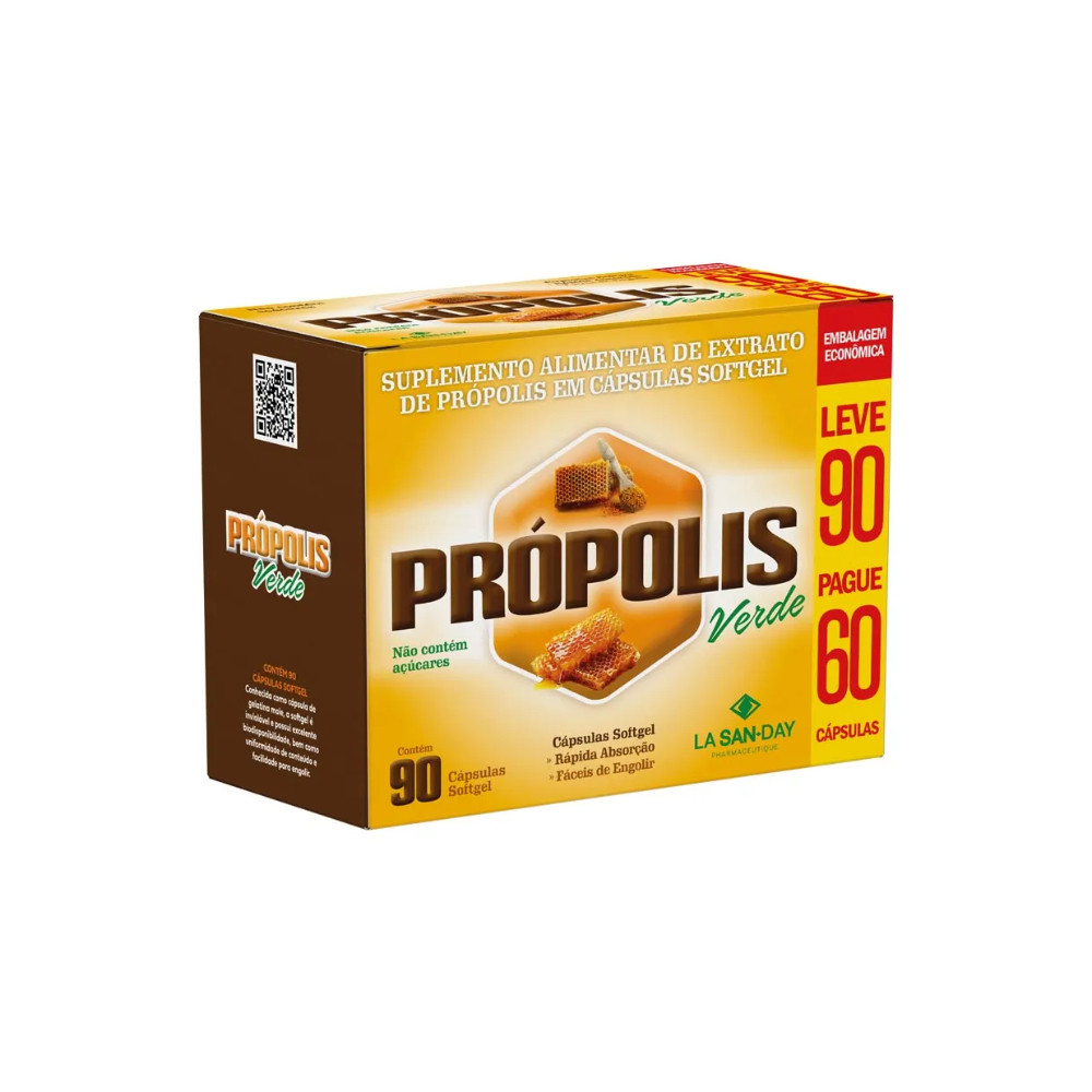 PROPOLIS VERDE LEVE 90 PAGUE 60 CAPSULAS SOFT GEL