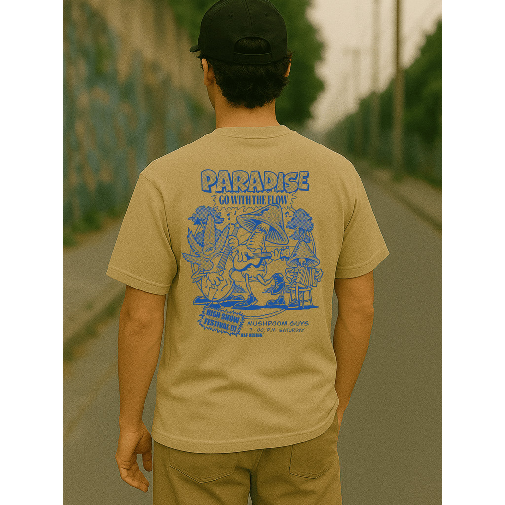 Camiseta Masculina Paradise Algodão Premium Básica Casual Slim Fit Academia Fitness Streetwear Confortável