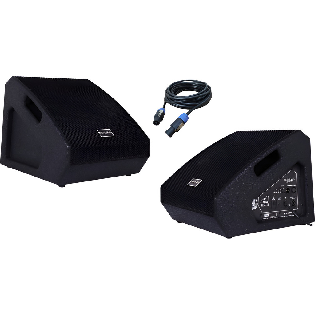 Par Caixa Retorno Monitor Ativo + Passivo LL Áudio 8 Polegadas 200wrms + Cabo