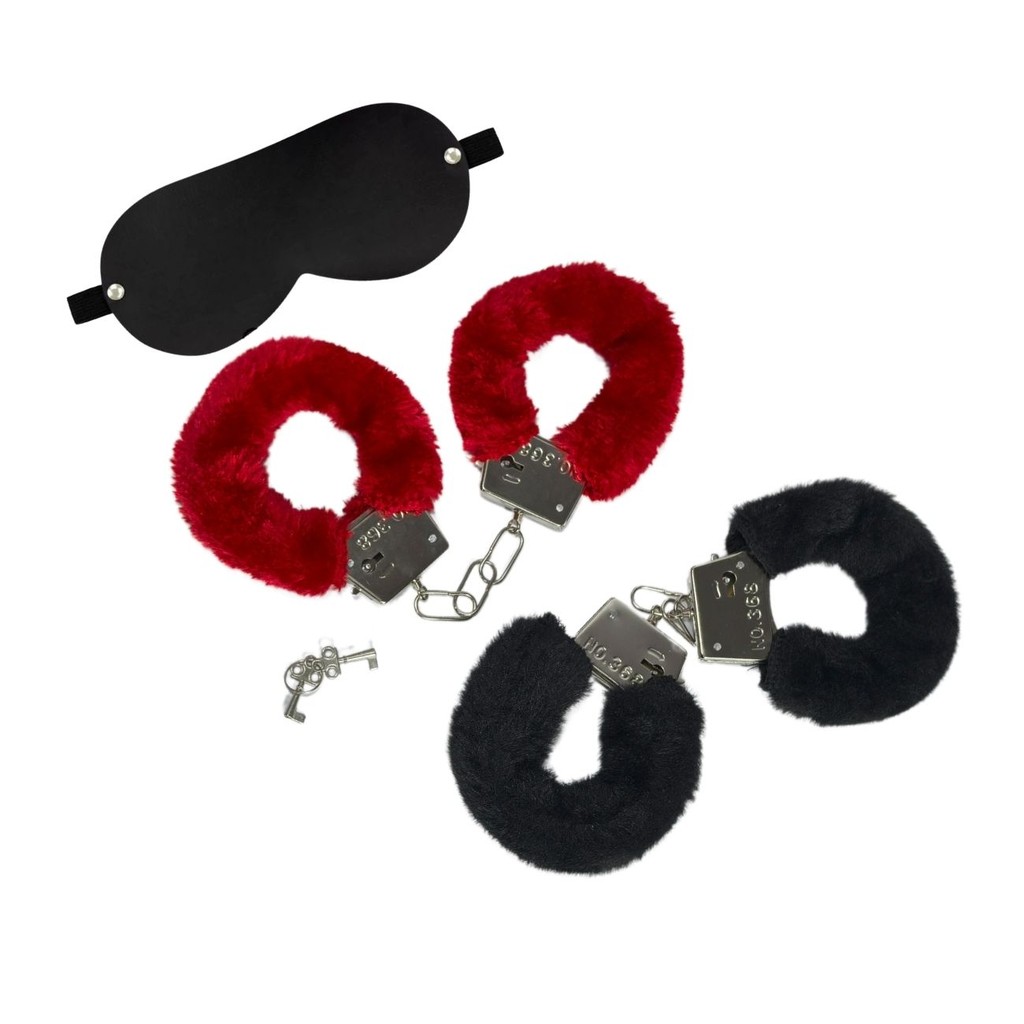 Kit Sado Fetiche Algema de Metal com Pelúcia e Venda Tapa Olhos Sexy Acessório Sensual Casal em Oferta na Shopee