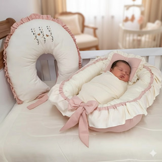Ninho Redutor De Berço + Almofada de Amamentação com Babado e amarris Meninas RAMINHO em Oferta na Shopee