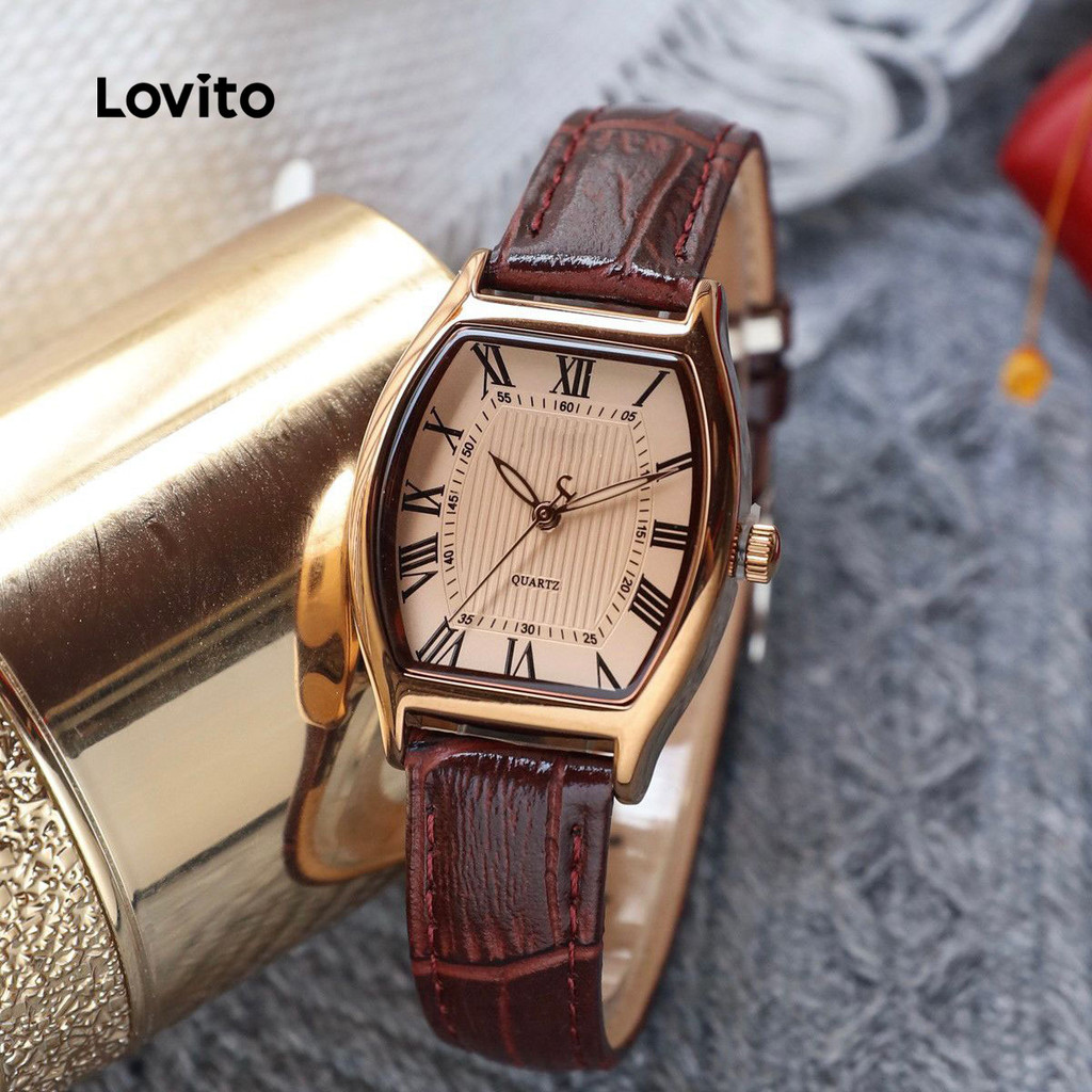 Lovito Relógio Minimalista de Cor Marrom Claro (sem costeletas) LFASCS1590 em Oferta na Shopee
