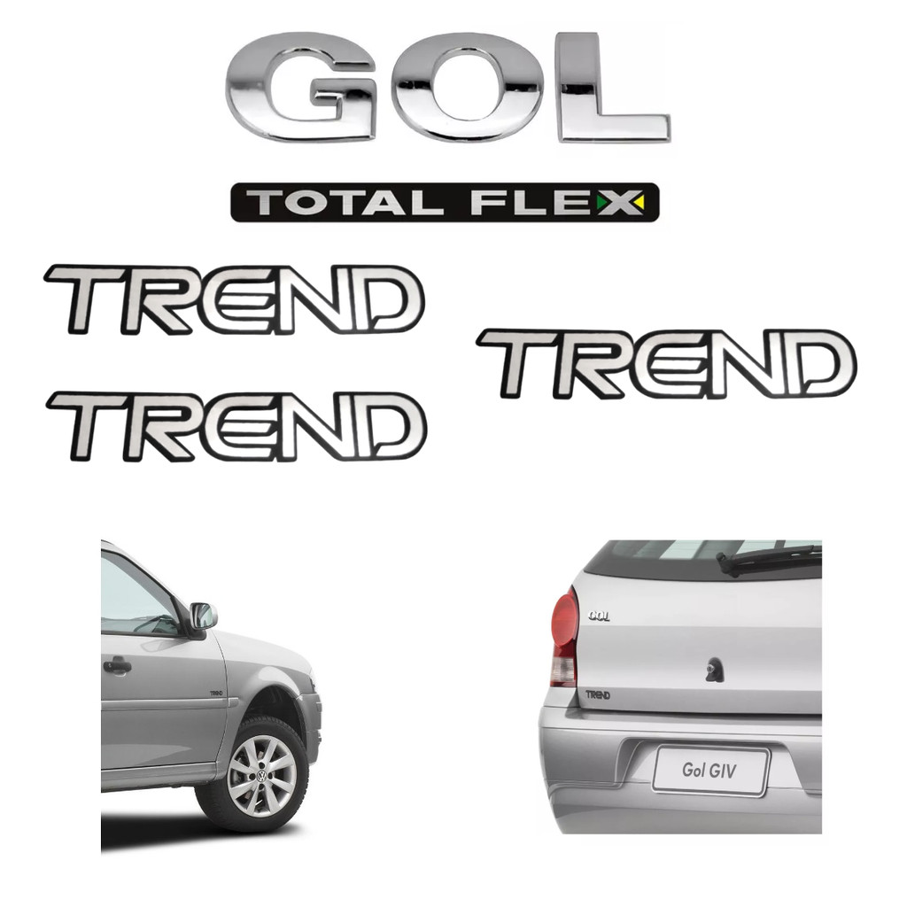 Emblemas Gol Trend Flex + Laterais Trend - G4 Geração 4 em Oferta na Shopee