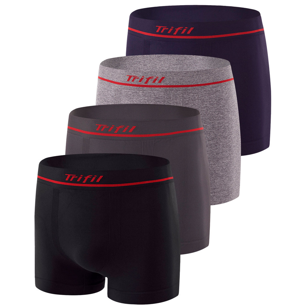 Kit 4 Cuecas Boxer Masculina Adulto Microfibra Sem Costura Box Confortável Trifil em Oferta na Shopee