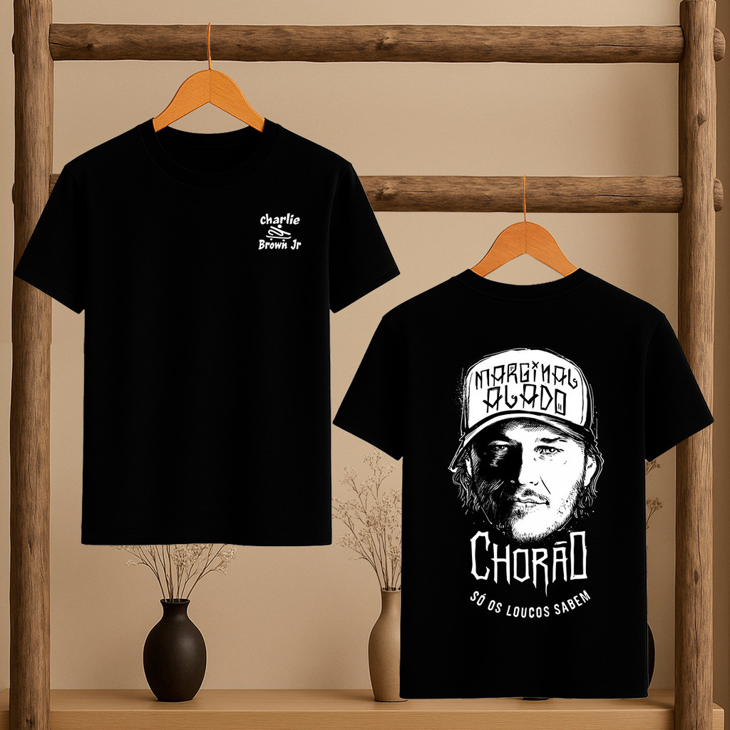 Camiseta Estampada Homenagem Chorão Charlie Brown Jr Rosto Só Os Loucos Sabem Oversized ou Básica