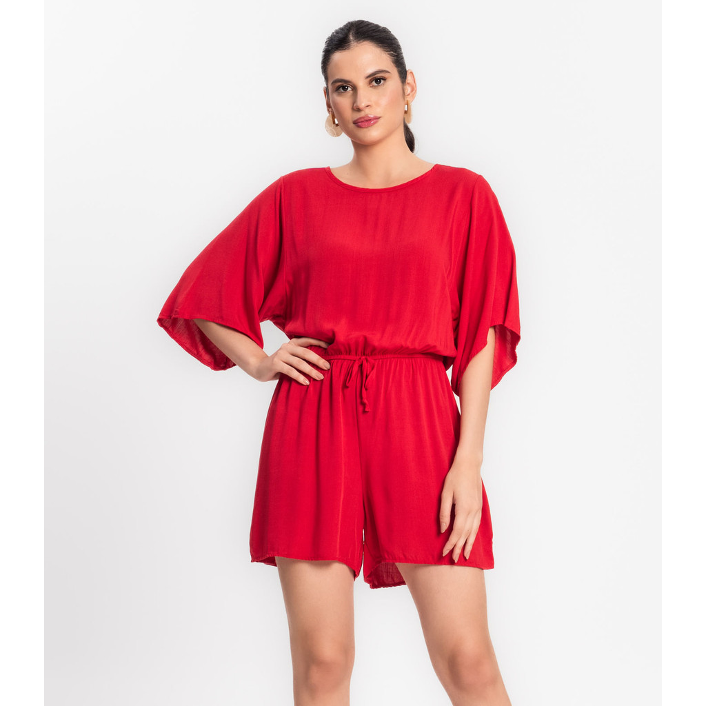Macaquinho Feminino Viscose Infinita Cor Vermelho em Oferta na Shopee