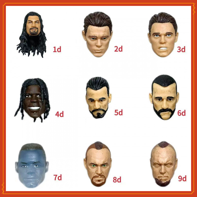 Acessórios de escultura de cabeça de figura WWE Cabeça de boneca de lutador móvel de 6 a 7 polegadas