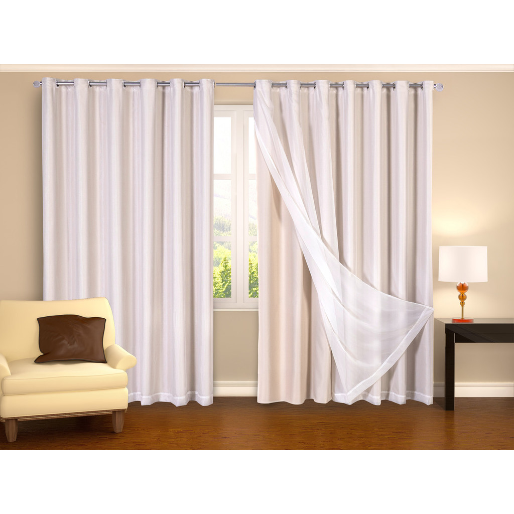 Cortina Blackout Em Tecido Corta Luz Com Voil 5M De Largura por 1,80M 2,30M 2,40M 2,50M 2,70M ou 2,80M De Altura