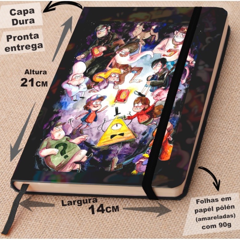 Caderno SKETCHBOOK  Gravity Falls capa dura Diário Perdido numero 3.