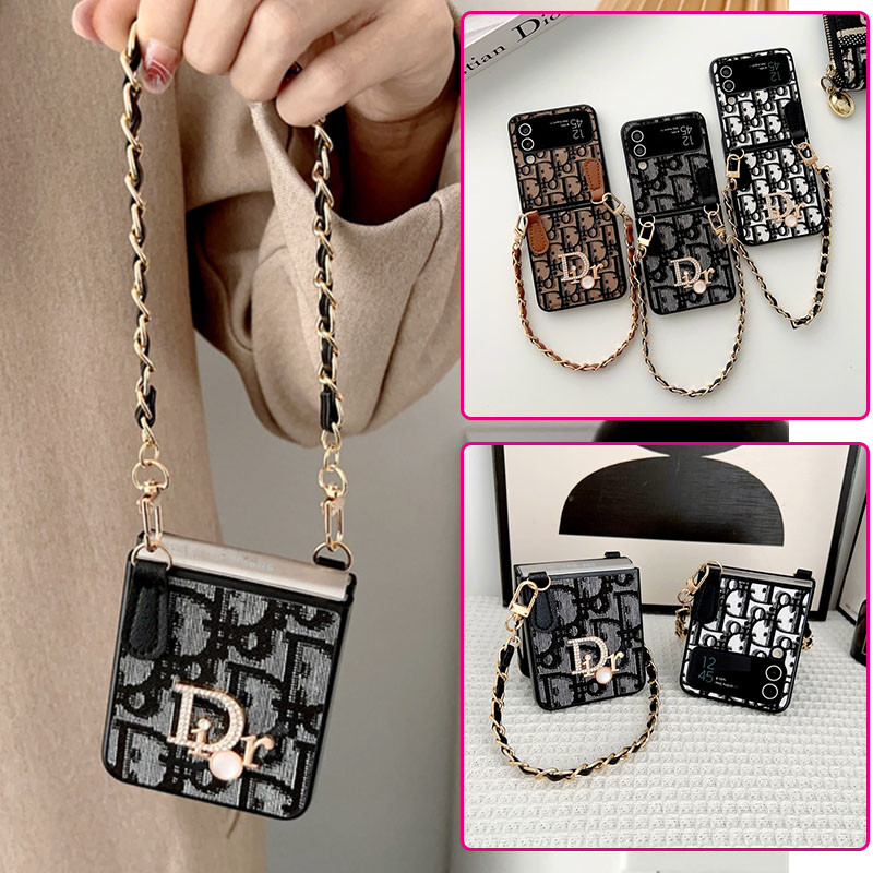 Luxuxy Capa De Telefone De Couro PU Com Padrão Vintage Para Samsung Galaxy Z Flip 7 7FE 6 5 4 3 Rígida Alça De Pulso Tra em Oferta na Shopee