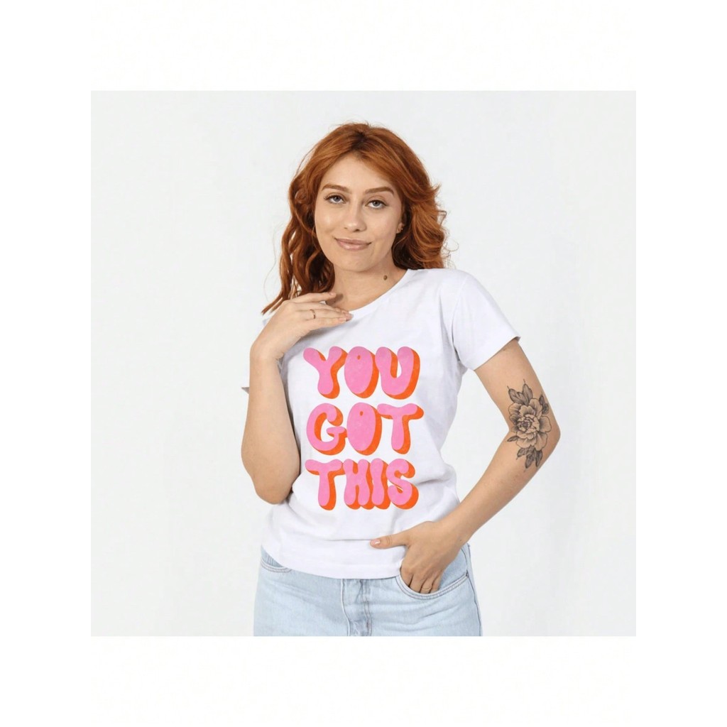 Tshirt Feminina Estampada YOU GOT THIS Linda Estilosa Vintage Confortavel Leve Obersized Tendencia