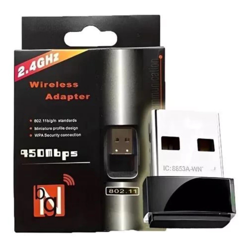 Adaptador Wireless USB Wi-Fi 900Mbps 2.4GHz – Mini Conector para PC e Notebook