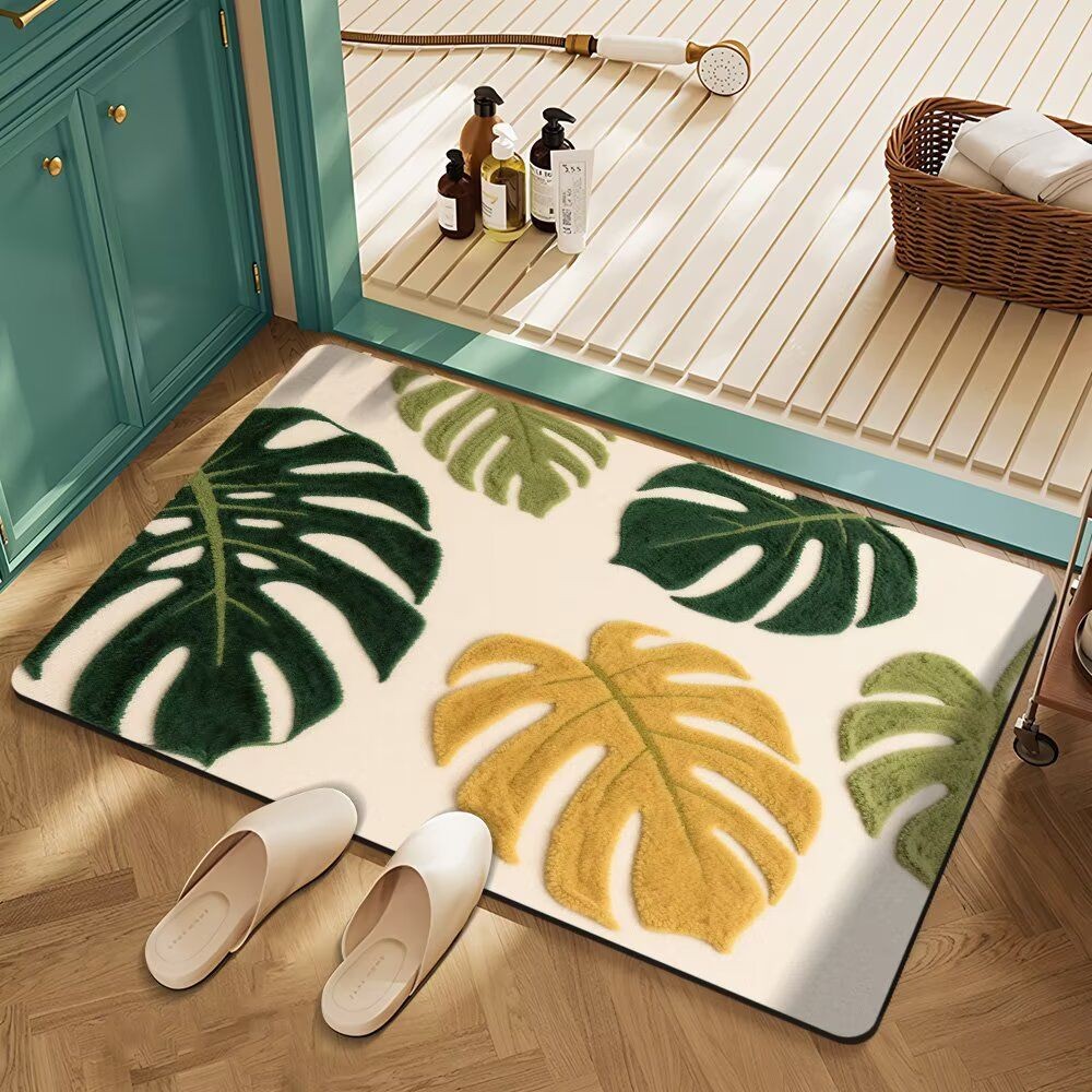 Tapete de chão leve e luxuoso para banheiro, absorvente de água, antiderrapante, secagem rápida, porta de banheiro, resi