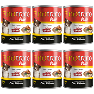 Kit 6 Patês Finotrato Sabor Carne Original para Cães Filhotes 280 g em Oferta na Shopee