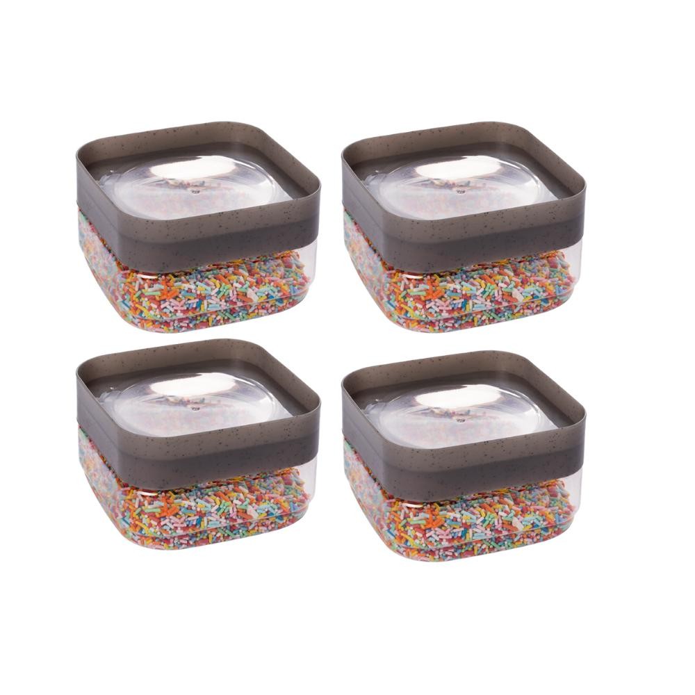 Kit 4 Potes Porta Mantimentos Quadrados 510 ml Plug Plasútil em Oferta na Shopee
