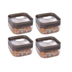 Kit 4 Potes Porta Mantimentos Quadrados 510 ml Plug Plasútil