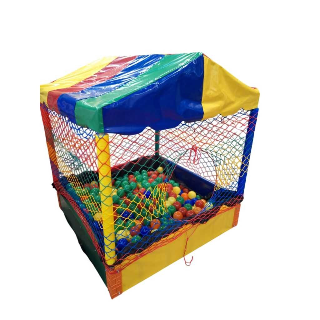 Piscina de Bolinha Casinha Pequena 1x1 m Colorida com 100 Bolinhas + Tatame
