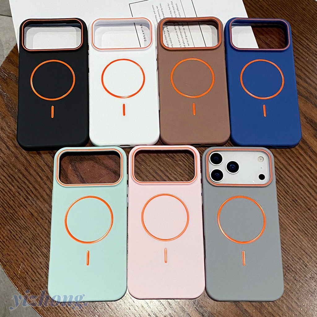 Para iPhone 17 Air 16 15 Pro Max Carregamento Magnético Sem Fio All-match Contraste Cor Unissex Soft TPU Capa Protetora em Oferta na Shopee