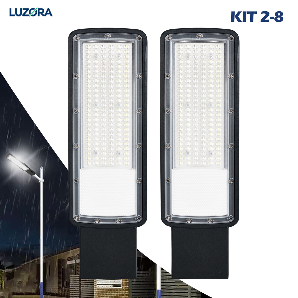 Kit 2 a 8 Luminária LED para Postes Bivolt 300W Super Brilho Durável Econômica Exteriores Pública