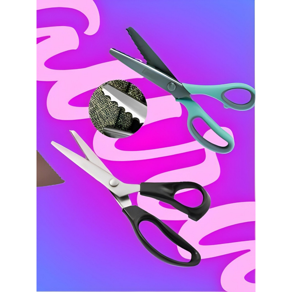 Kit 2 Tesoura De Escalope + Tesoura De Picotar Zig Zag Tecidos em Oferta na Shopee