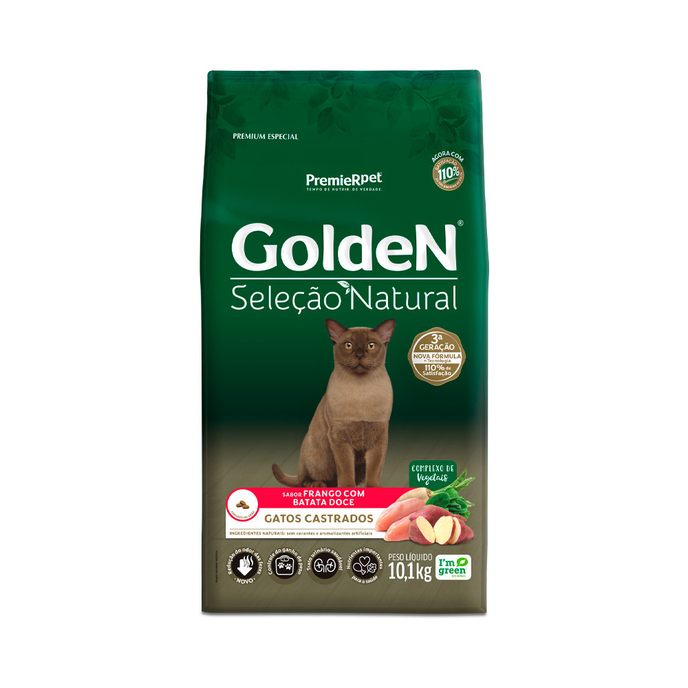 Ração Golden Seleção Natural Gatos Castrados 10,1kg em Oferta na Shopee