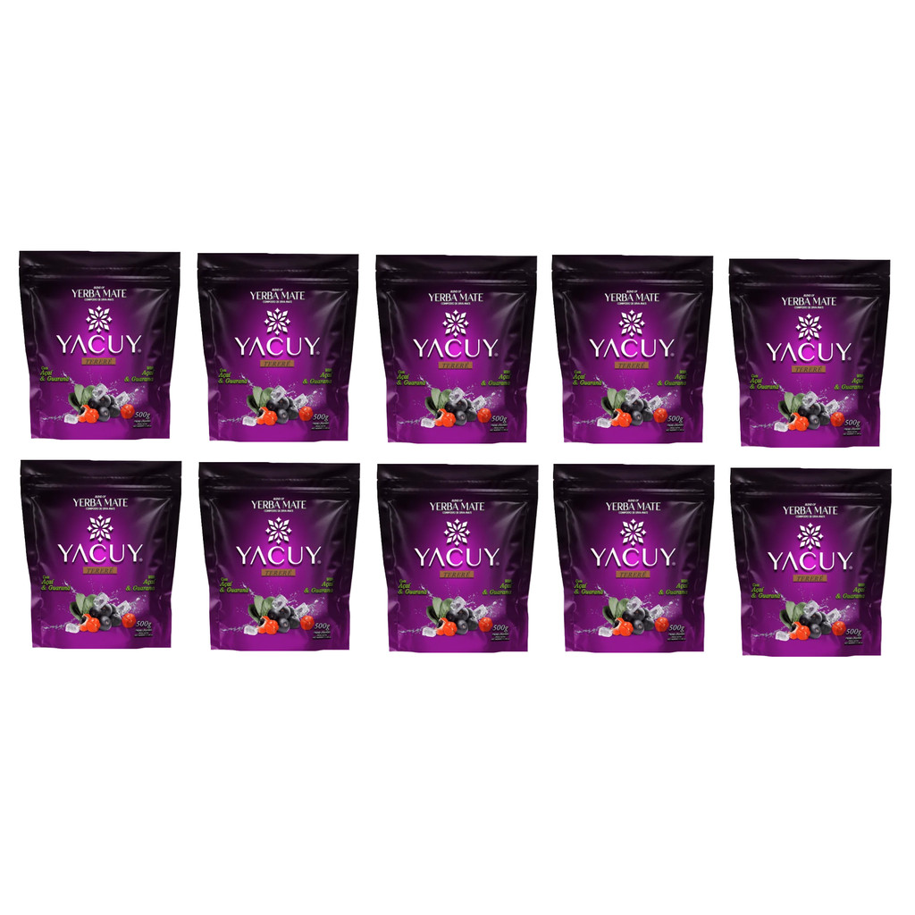 Kit 10 Erva Mate Tererê Açaí e Guaraná Yacuy 500g
