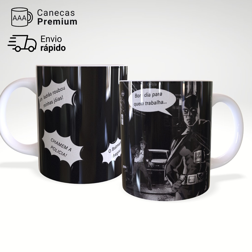 Caneca Xícara Batman Quadrinhos Geek Heróis Presente Criativo Porcelana 320ml – JURO