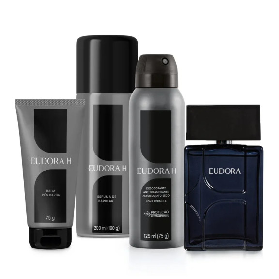 Combo Eudora H (4 itens) Espuma de Barbear 200ml + Balm Pós Barba + Desodorante Aerosol + Colônia 100ml