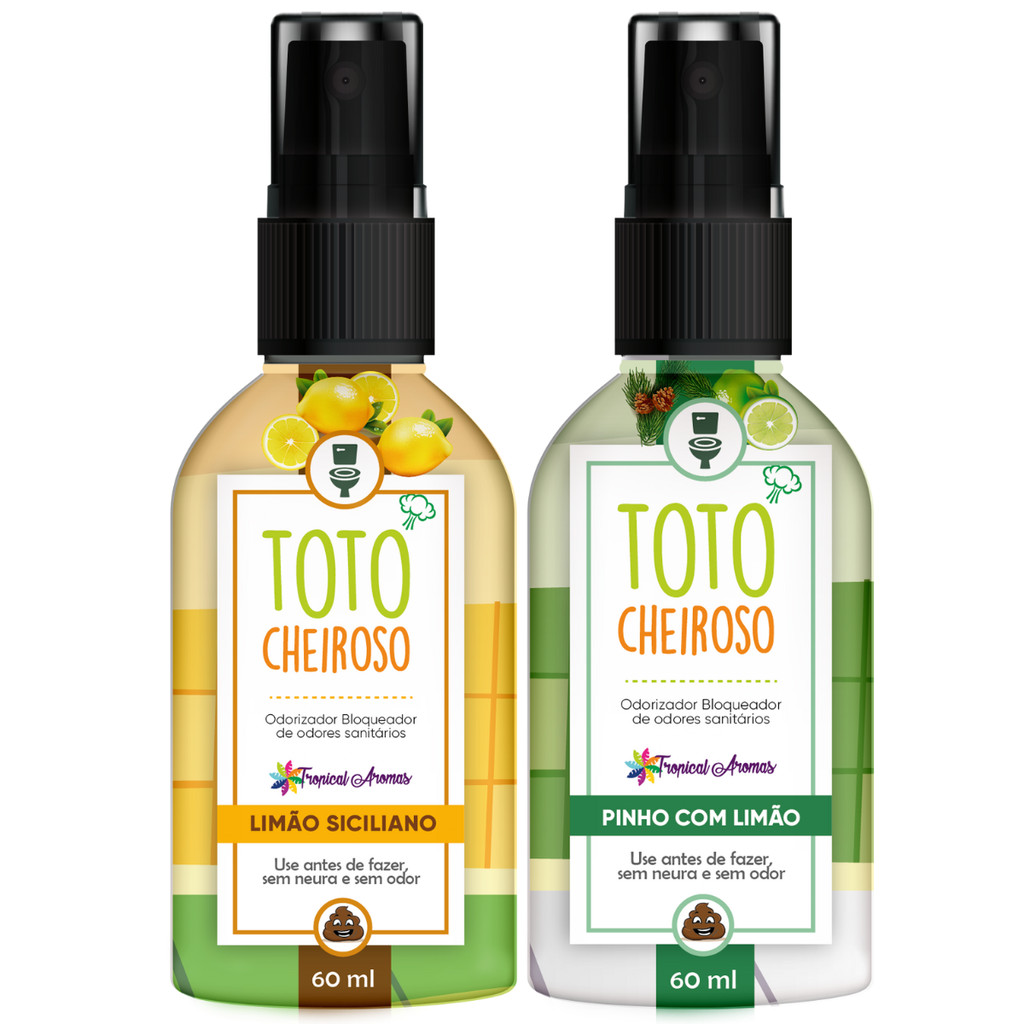Kit Bloqueador Odores Totó Cheiroso Pinho Limão Siciliano 60ml Tropical Aromas