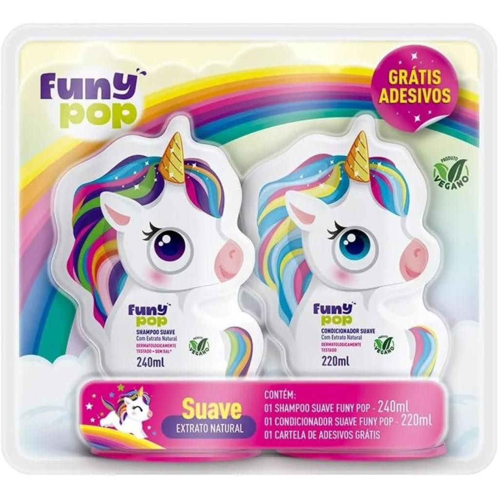 Kit Bebê Natureza Funy Pop Unicórnio Shampoo 240ml Condicionador 200ml