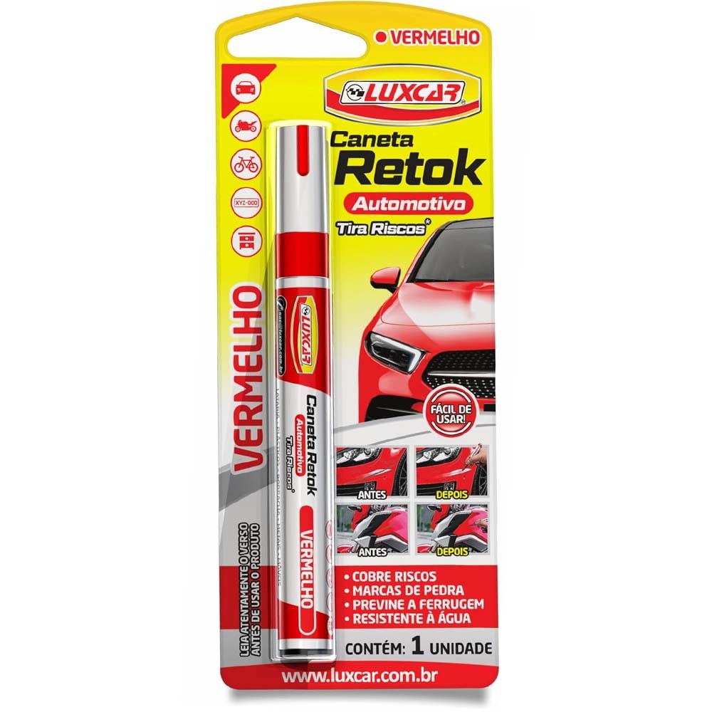 CANETA REPARO PINTURA AUTOMOTIVO VERMELHA - LUXCAR