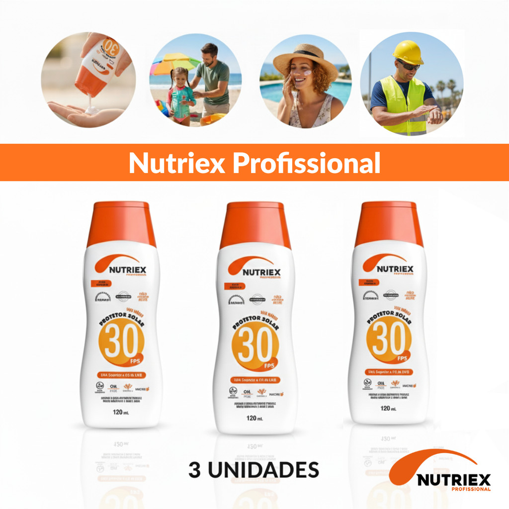 Kit 3 Protetor Solar Nutriex Fps 30 Toque Seco 120ml Oil Free Hipoalergênico Absorção Rápida em Oferta na Shopee
