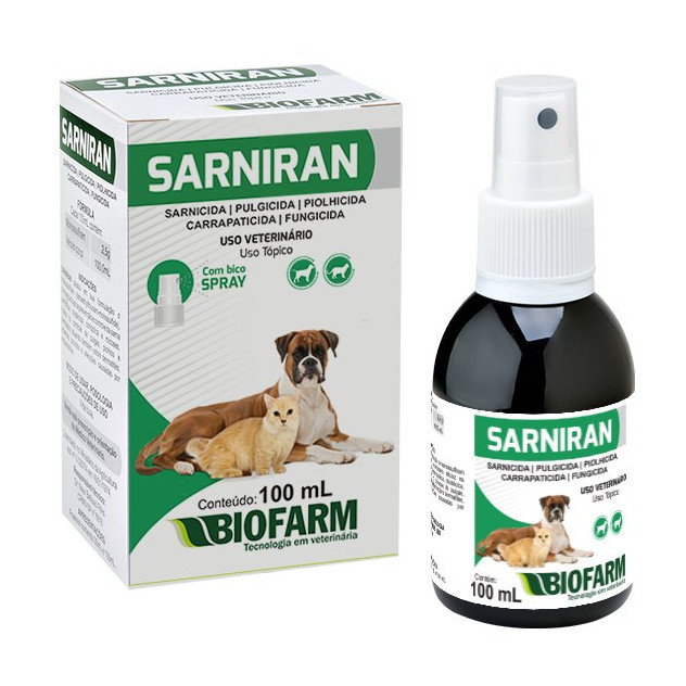 SARNICIDA SARNIRAN PARA CÃES E GATOS 100ml
