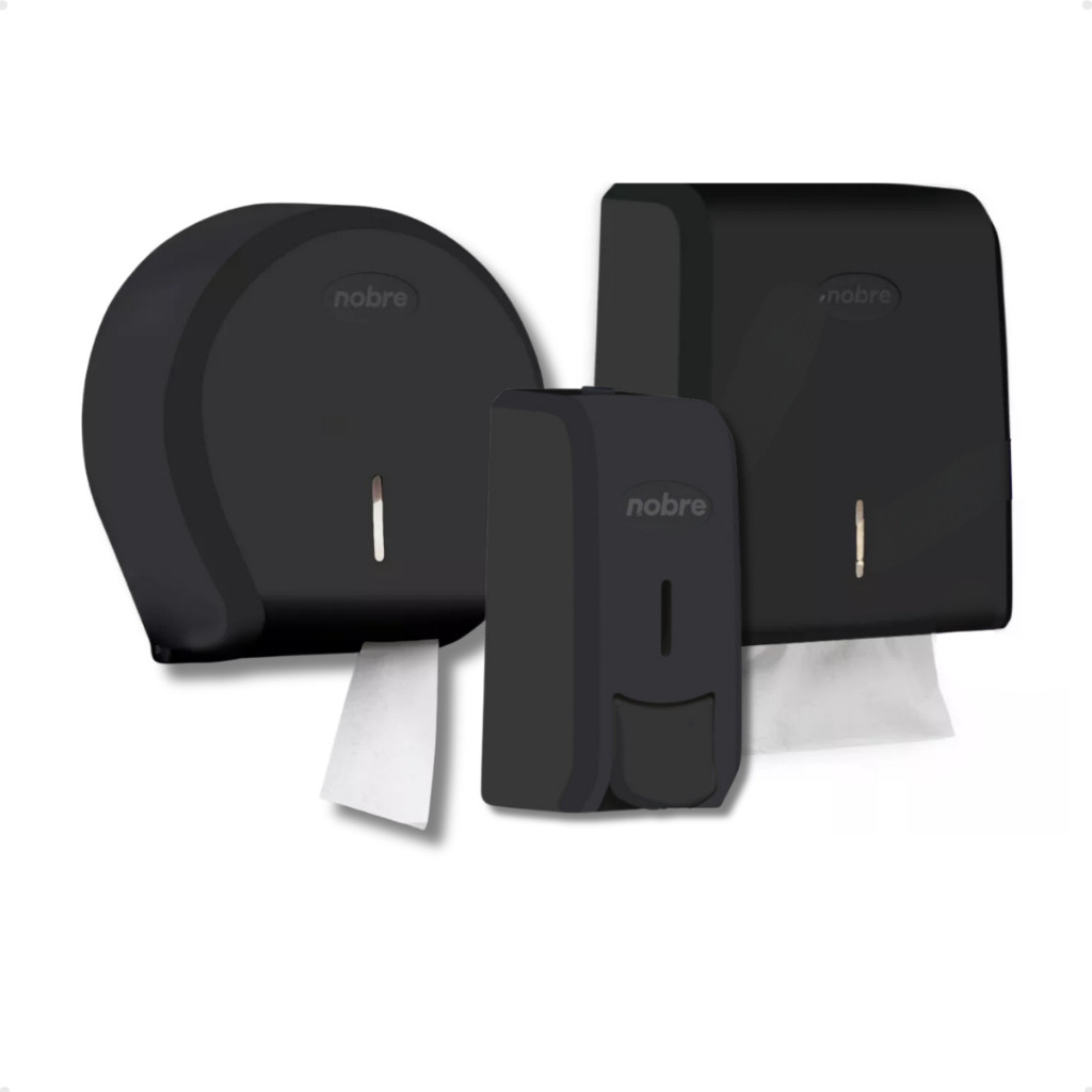 Kit 3 Dispenser PRETO ou BRANCO De Papel Nobre Manual 300m Parede