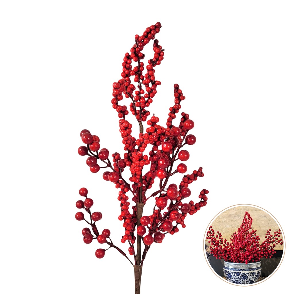 Folhagem De Natal Berries Cereja Enfeite De Natal 69cm