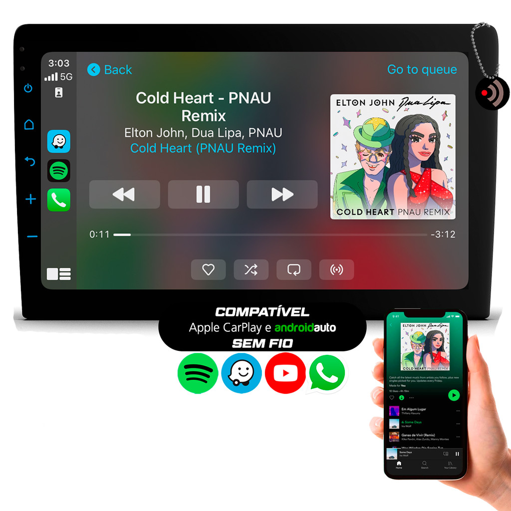 Central Multimídia MP5 RS9200BR ES Pro Line CarPlay Sem Fio Android Auto Bluetooth USB Wi-Fi Espelhamento Celular em Oferta na Shopee