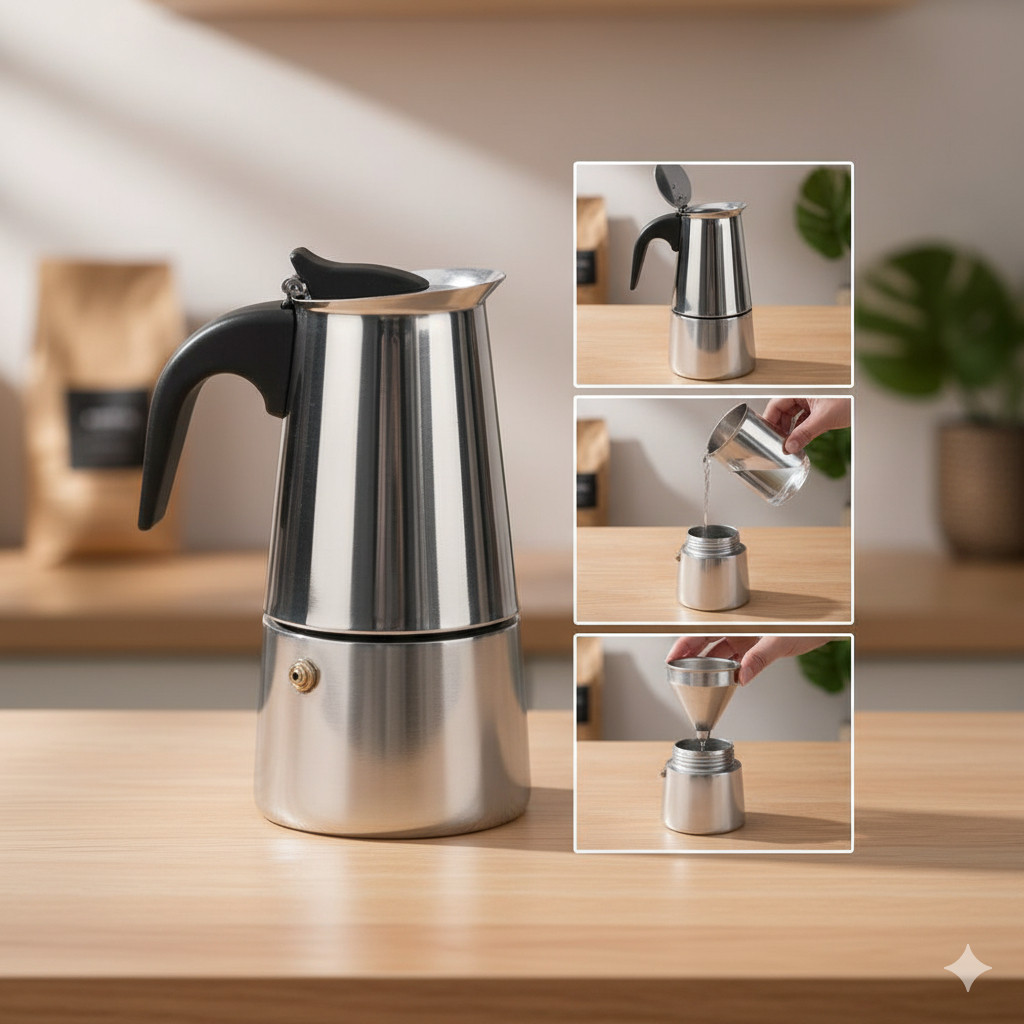 Cafeteira Italiana Inox Premium 4/6/9 Xícaras – Moka Expresso Gourmet – Café Forte e Cremoso