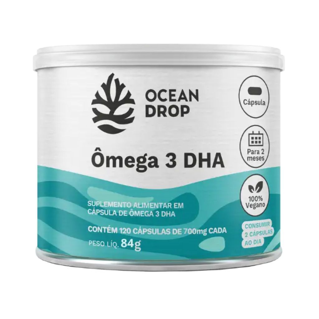 Ômega 3 DHA 100% Vegetal 700mg 120 Capsulas Ocean Drop