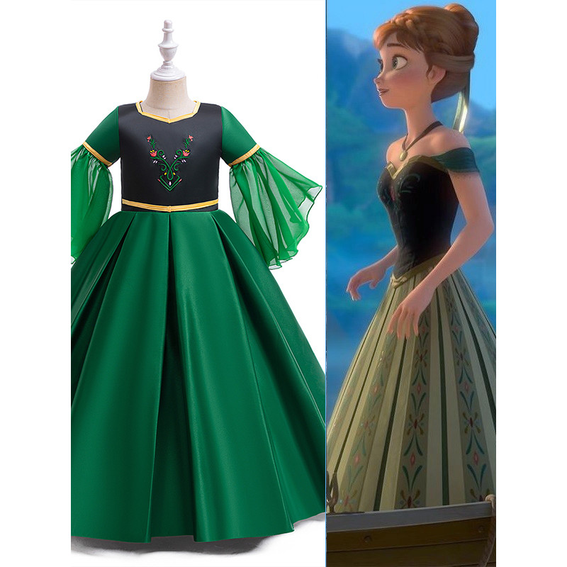 Halloween Disney Princesa Anna Vestido cos Meninas Frozen Cosplay Anna Elsa Vestido Vestido