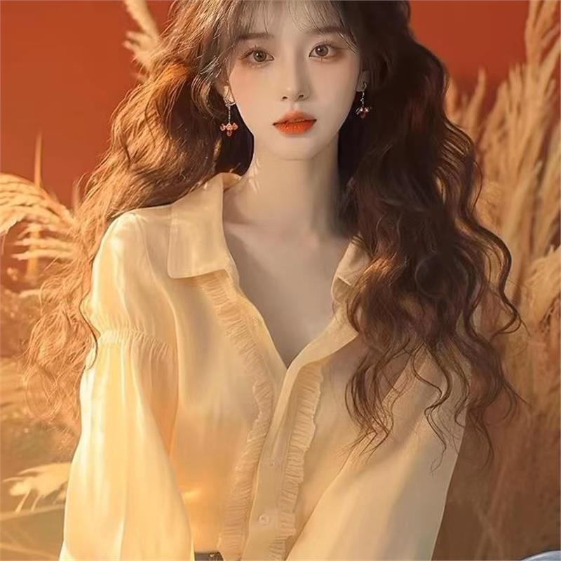 Lote de verão novo estilo camisa feminina de manga comprida primavera outono 2026 novo estilo elegante elegante High-End