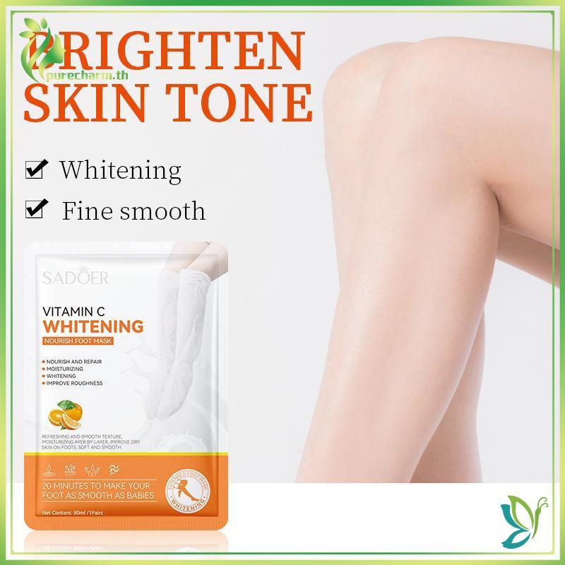 [Beleza] 80ml SADOER Vitamina C Clareadora Máscara Para Pés Casca De Máscaras Esfoliantes Secos E Ásperos Calcanhar Remo