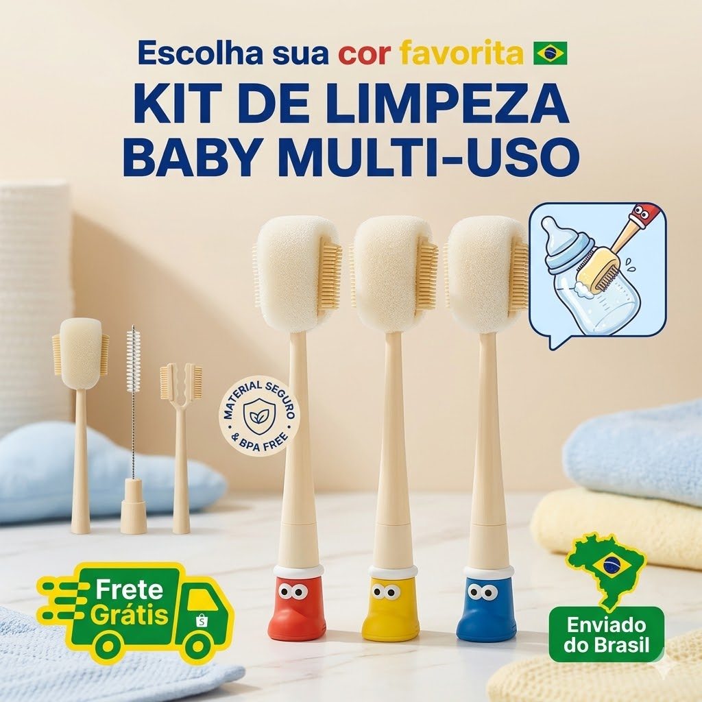 Kit Escova Limpador 5 em 1 Garrafa Térmica Mamadeira Copo  Squeeze Silicone Lavar Canudo Frestas