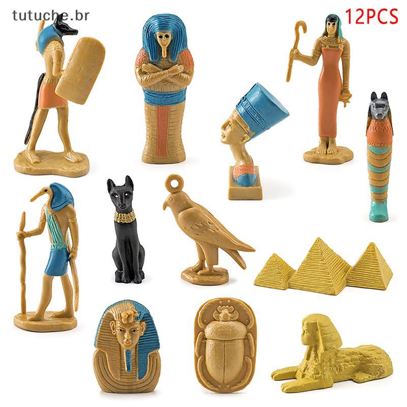 TU 12x Figuras Do Egito Antigo Novidade Alta Simulação Pequenas Estátuas Brinquedo Educativo Precoce Múmia Caso Thoth Hi