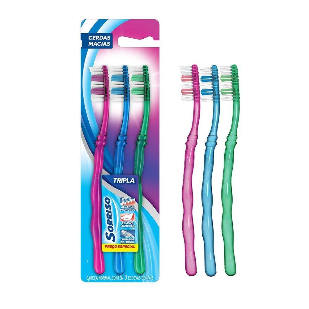 Escova Dental Sorriso Tripla Macia Leve 3 Pague 2 - Embalagem com 3 Unidades