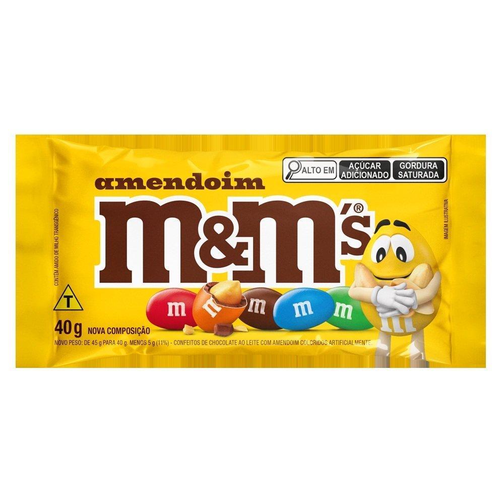 Chocolate M&M Amendoim 40g - Embalagem com 18 Unidades