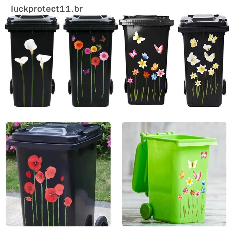 LTBR Flor Lata De Lixo Stiers Margarida Lírio Roda Stier Auto-Adesivo Decalques De PVC À Prova Dwaterproof Água Decorati