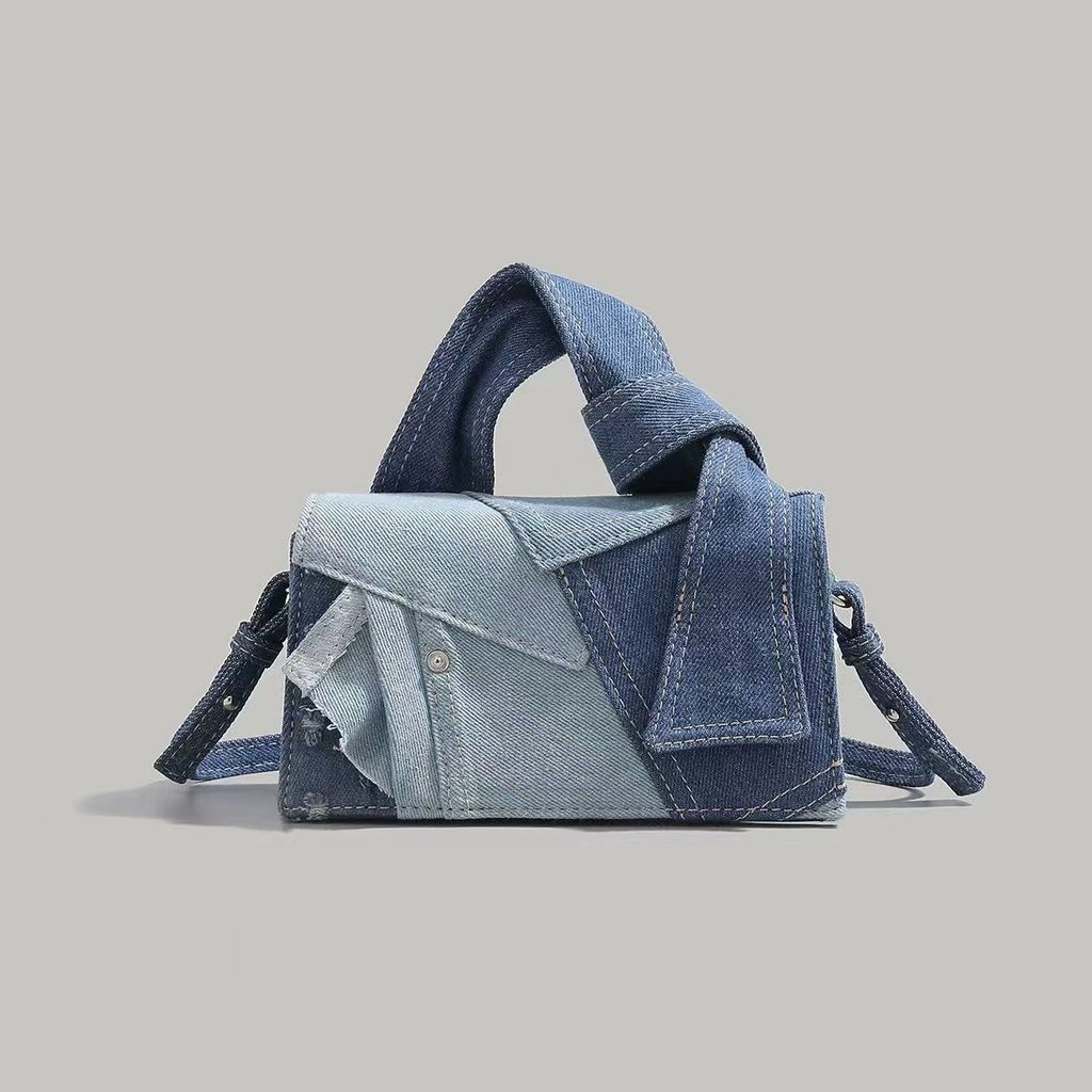 Bolsa jeans simples para meninas, bolsa quadrada pequena e leve, bolsa mensageiro de ombro para meninas, bolsa feminina